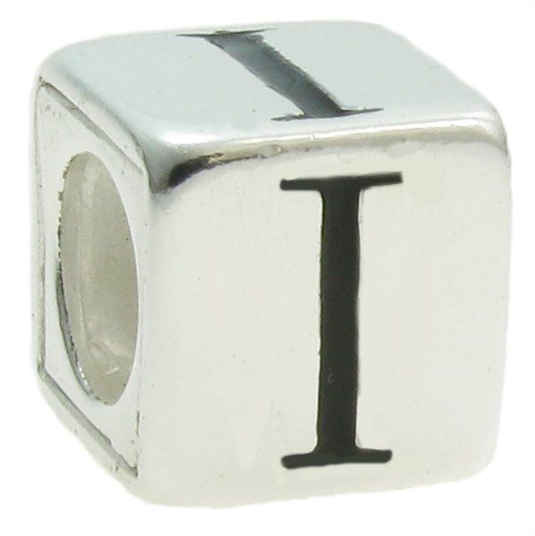Sterling Silver Dice Cube Letter "I" Bead Charm for Pandora Troll Biagi Chamilia
