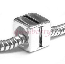 Sterling Silver Dice Cube Letter "I" Bead Charm for Pandora Troll Biagi Chamilia