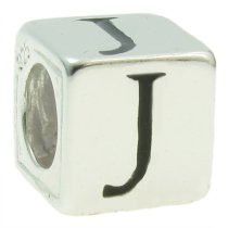 Sterling Silver Dice Cube Letter ″J″ Bead Charm for Pandora Troll Biagi Chamilia