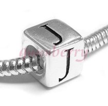 Sterling Silver Dice Cube Letter "J" Bead Charm for Pandora Troll Biagi Chamilia