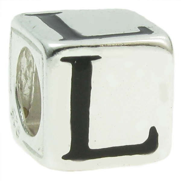 Sterling Silver Dice Cube Letter "L" Bead Charm for Pandora Troll Biagi Chamilia