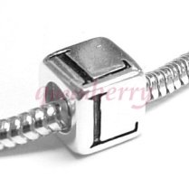 Sterling Silver Dice Cube Letter "L" Bead Charm for Pandora Troll Biagi Chamilia