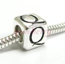 Sterling Silver Dice Cube Letter "Q" Bead Charm for Pandora Troll Biagi Chamilia European Jewelry
