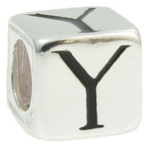 Sterling Silver Dice Cube Letter ″Y″ Bead Charm for Pandora Troll Biagi Chamilia European Jewelry