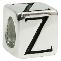 Sterling Silver Dice Cube Letter ″Z″ Bead Charm for Pandora Troll Biagi Chamilia European Jewelry