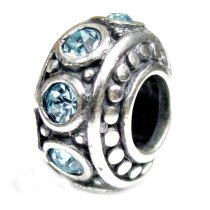 Sterling Silver Aquamarine CZ March Birthstone Bead Charm for Pandora Troll Chamilia Biagi European Jewelry