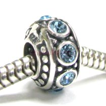 Sterling Silver Aquamarine CZ March Birthstone Bead Charm for Pandora Troll Chamilia Biagi European Jewelry