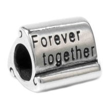 Sterling Silver Forever Together Letter Bead Charm for Pandora Troll Chamilia Biagi European Jewelry