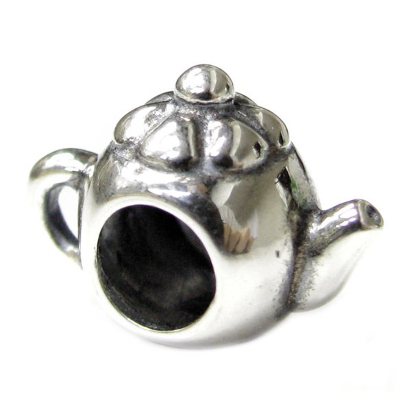 Sterling Silver Little Tea Pot Bead Charm for Pandora Troll Chamilia Biagi European Jewelry