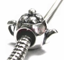 Sterling Silver Little Tea Pot Bead Charm for Pandora Troll Chamilia Biagi European Jewelry