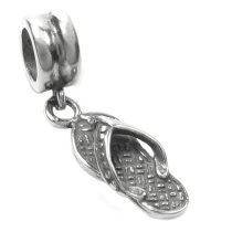 Sterling Silver Flip Flop Slipper Dangle Beach Sandal Bead Charm for Pandora Troll Chamilia Biagi European Jewelry