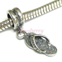 Sterling Silver Flip Flop Slipper Dangle Beach Sandal Bead Charm for Pandora Troll Chamilia Biagi European Jewelry