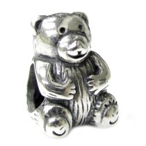 Sterling Silver Cute Teddy Bear Bead Charm for Pandora Troll Chamilia Biagi European Jewelry