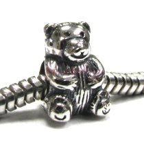 Sterling Silver Cute Teddy Bear Bead Charm for Pandora Troll Chamilia Biagi European Jewelry