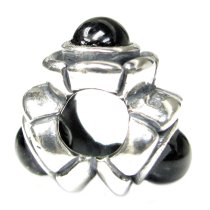 Sterling Silver Black Stone Bead Charm for Pandora Troll Chamilia Biagi European Jewelry