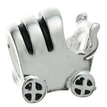 Sterling Silver BABY CARRIAGE CART Bead Charm for Pandora Troll Chamilia Biagi European Jewelry