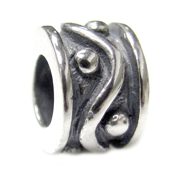 Sterling Silver Dot Wave Bead Charm for Pandora Troll Chamilia Biagi European Jewelry