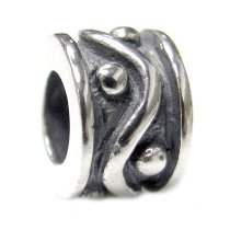 Queenberry Sterling Silver Dot Wave European Style Spacer Bead Charm