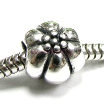 Sterling Silver Flower Bead Charm for Pandora Troll Chamilia Biagi European Jewelry