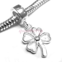 Sterling Silver Four Clover Leaf / Leaves Lucky Dangle Bead Charm for Pandora Troll Chamilia Biagi European Jewelry