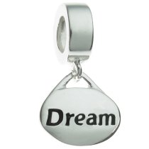 Sterling Silver Oval ″Dream″ Dangle Bead Charm for Pandora Troll Chamilia Biagi European Jewelry