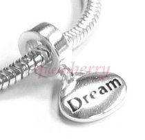 Sterling Silver Oval "Dream" Dangle Bead Charm for Pandora Troll Chamilia Biagi European Jewelry