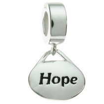 1x Sterling Silver Oval ″Hope″ Dangle Bead Charm for Pandora Troll Chamilia Biagi European Jewelry