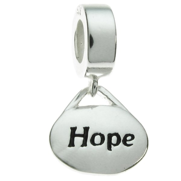 1x Sterling Silver Oval "Hope" Dangle Bead Charm for Pandora Troll Chamilia Biagi European Jewelry