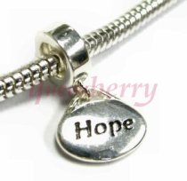 1x Sterling Silver Oval "Hope" Dangle Bead Charm for Pandora Troll Chamilia Biagi European Jewelry