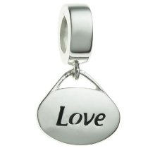 Sterling Silver Oval ″Love″ Dangle Bead Charm for Pandora Troll Chamilia Biagi European Jewelry