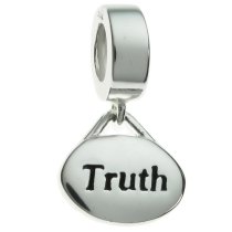 Sterling Silver Oval ″Truth″ Dangle Bead Charm for Pandora Troll Chamilia Biagi European Jewelry