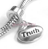 Sterling Silver Oval "Truth" Dangle Bead Charm for Pandora Troll Chamilia Biagi European Jewelry