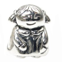 Sterling Silver CUTE BABY Little GIRL KID Bead Charm for Pandora Troll Chamilia Biagi European Jewelry