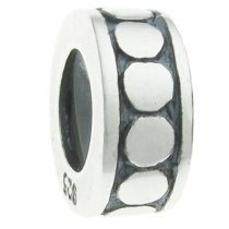 Sterling Silver STOPPER w/ RUBBER CIRCLE DOT ROUND Bead Charm for Pandora Troll Chamilia Biagi European Jewelry