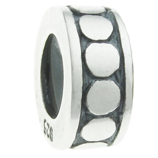 Sterling Silver STOPPER w/ RUBBER CIRCLE DOT ROUND Bead Charm for Pandora Troll Chamilia Biagi European Jewelry