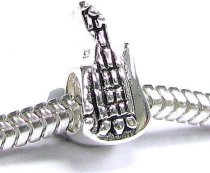 Queenberry .925 Sterling Silver Music Instrument Guitar Bead Charm for European Charm Bracelets