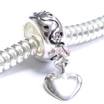 Sterling Silver Love HEART Dangle Bead Charm for Pandora Troll Chamilia Biagi European Jewelry