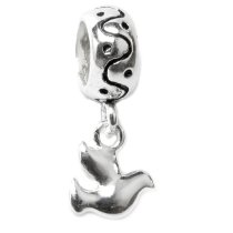 Sterling Silver Round PEACE Bird Dove Dangle Bead Charm for Pandora Troll Chamilia Biagi European Jewelry