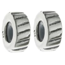 2 x Sterling Silver Focal Twisted Round Bead Charm for Pandora Troll Chamilia Biagi European Jewelry
