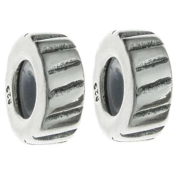 2 x Sterling Silver Focal Twisted Round Bead Charm for Pandora Troll Chamilia Biagi European Jewelry
