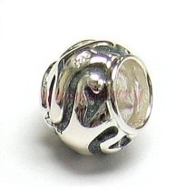 Sterling silver SWIRL Flower Round Focal Bead Charm for Pandora Troll Chamilia Biagi European Jewelry