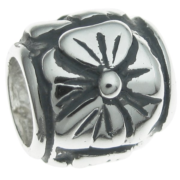 Sterling Silver Flower Focal Bead Charm for Pandora Troll Chamilia Biagi European Jewelry