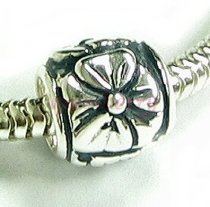 Sterling Silver Flower Focal Bead Charm for Pandora Troll Chamilia Biagi European Jewelry