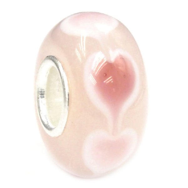 Sterling Silver PINK HEART Murano Glass Focal Bead Charm for Pandora Troll Chamilia Biagi European Jewelry