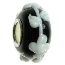 Sterling Silver Murano Glass ROSE FLOWER Focal Bead Charm for Pandora Troll Chamilia Biagi European Jewelry