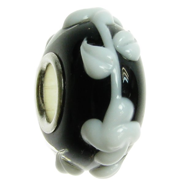 Sterling Silver Murano Glass ROSE FLOWER Focal Bead Charm for Pandora Troll Chamilia Biagi European Jewelry