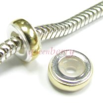 Gold Sterling Silver STOPPER w/ RUBBER Bead Charm for Pandora Troll Chamilia Biagi European Jewelry