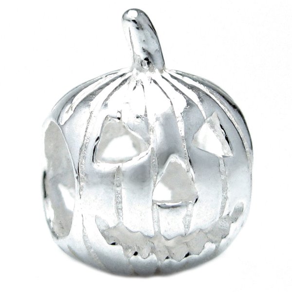 Sterling Silver Jack-O-Lantern HALLOWEEN PUMPKIN Focal Bead Charm for Pandora Troll Chamilia Biagi European Jewelry