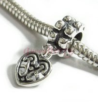 Sterling Silver Sweet Heart Love dangle Bead Charm for Pandora Troll Chamilia Biagi European Jewelry