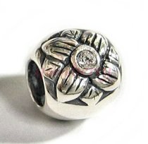 Sterling Silver Sunflower CZ crystal focal Sun Flower Bead Charm for Pandora Troll Chamilia Biagi European Jewelry